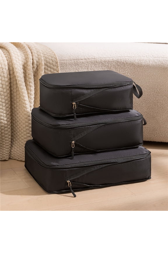 Clothes Storage Bag 3 Pack, Compressible Space-Saving Packing Cubes For Travel, Lightweight Compression Bags, Luggage Organizer, Travel Essentials For Women