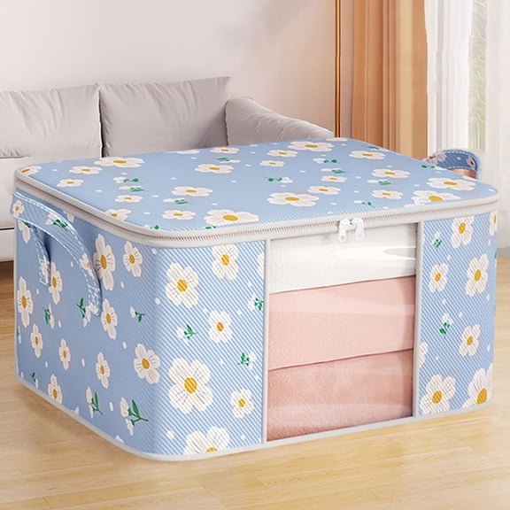 Miogawg Clothes Storage Bins, Foldable Blanket Storage Bags With Zippers, Clear Window And Reinforced Handles, Closet And Organization For Clothing, Sweater, Comforter, Bedding