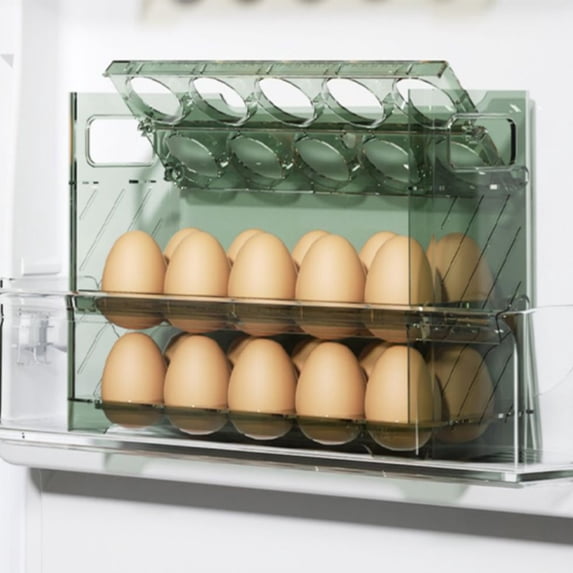 Miogawg Egg Holder For Fridge, Clear Acrylic Egg Storage Container For Refrigerator Side Door, Large Capacity Egg Organizer, Kitchen Or Pantry Organizers And Storage