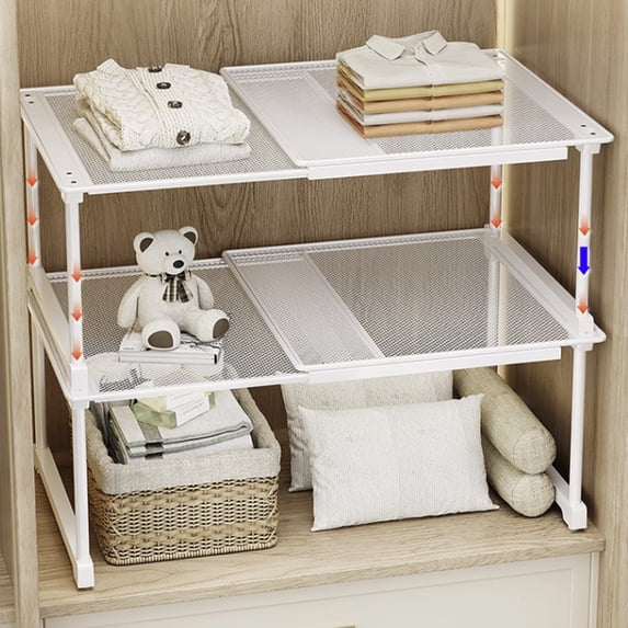 Miogawg Expandable Cabinet Storage Shelf, Adjustable Counter Cupboard Pantry Organizer Shelf Rack, Stackable Shelves Organizers For Kitchen Cabinet Countertop