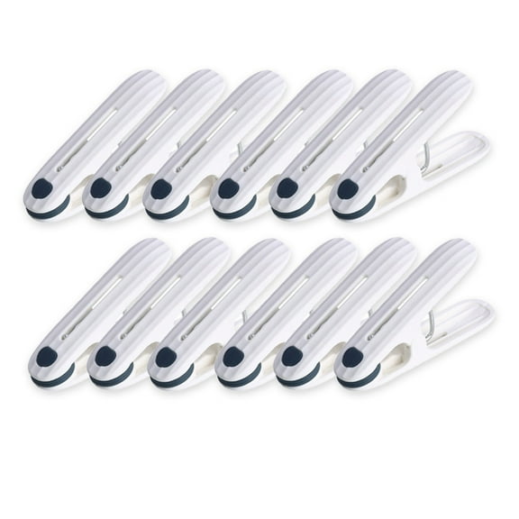 Miogawg Hanger Clips 12 Pack, Multi-Purpose Plastic Hangers Clips, Heavy Duty Towel Clips, Blankets To Dry On Clothesline And Hanging Rack, Windproof Clamps Clothes Pegs