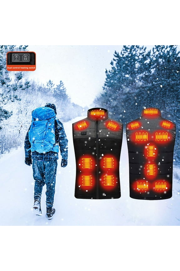 Heated Vest, With Heated Collar, Lightweight Heating Vest Fleece, 11 Heating Zone, Winter Heated Jacket For Outdoor Motorcycle Camping Fishing Skiing