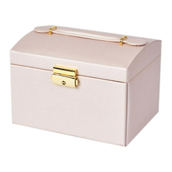 Miogawg Jewelry Box, Leather Jewelry Storage Organizer With Lock And Mirror, Jewelry Organizer Storage Case With 3-Layers For Bracelets, Earrings, Rings, Necklaces