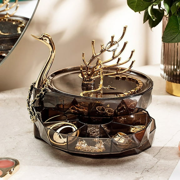 Miogawg Jewelry Organizer, 3 Layers Clear Rotating Jewelry Box, Small Jewellery Box With Lid, For Rings, Earrings, Necklace, Bracelets