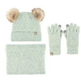 thumbnail image 1 of Miogawg Kids Toddlers Winter Knit Warm Beanie Hat Scarf Gloves Set For Boys Girls, Pompom Cap Neck Warmer Gloves Fleece Lined, 1 of 1