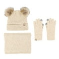 thumbnail image 1 of Miogawg Kids Toddlers Winter Knit Warm Beanie Hat Scarf Gloves Set For Boys Girls, Pompom Cap Neck Warmer Gloves Fleece Lined, 1 of 1