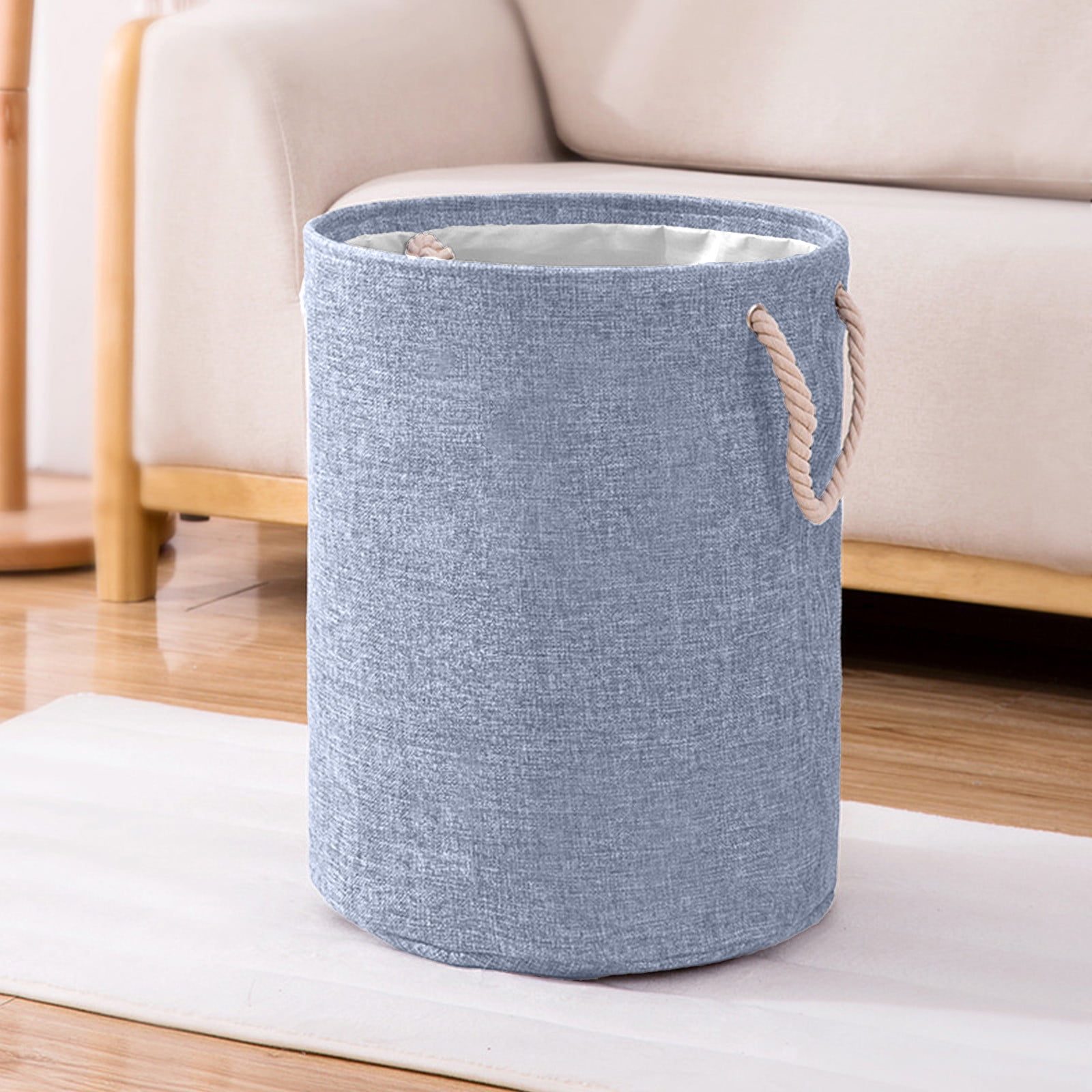 Miogawg Laundry Basket, Waterproof Canvas Large Clothes Basket, Kids Nursery Hamper For Kids Room Toy Storage, Collapsible Round Laundry Hamper With Handles For Blankets, Toys And Clothes