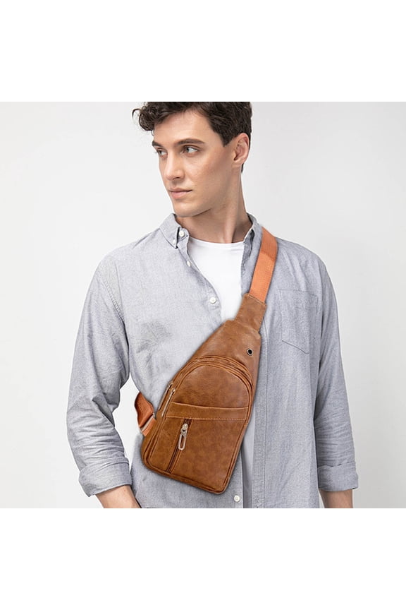 Leather Sling Bag, Crossbody Backpack For Men Women, Small Shoulder Bag Travel Bag Purse With Water Resistant, Multipurpose Daypack Backpack Travel Outdoor Camping