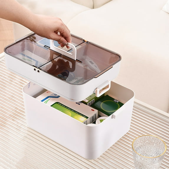 Miogawg Medicine Storage Box, Portable Medicine Cabinet Organiser With Lids, Multipurpose Medical Box, Empty First Aid Kit For Home