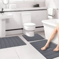 thumbnail image 1 of Miogawg Memory Foam Bath Mat Set, Bathroom Rugs For 3 Pieces, U-Shaped Toilet Rug, Super Soft Absorbent Quick Dry Shower Mat, Non Slip Floor Carpet For Bathroom, Tub, Shower, 1 of 8