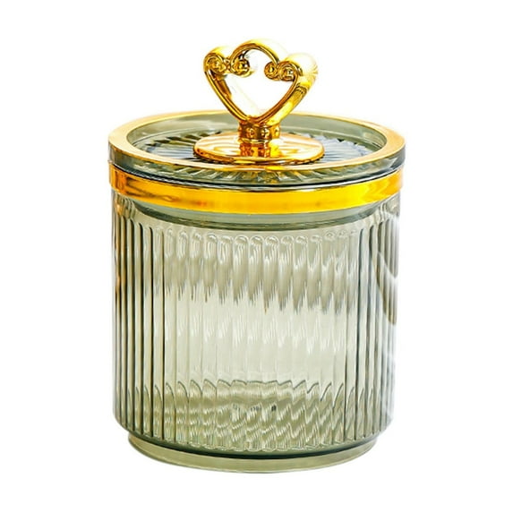 Miogawg Plastic Jar With Metal Lid For Bathroom Organization, Clear Apothecary Jar For Cotton Balls, Qtips And Small Accessories, Stylish Bathroom Storage Container