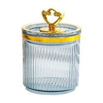 Miogawg Plastic Jar With Metal Lid For Bathroom Organization, Clear Apothecary Jar For Cotton Balls, Qtips And Small Accessories, Stylish Bathroom Storage Container