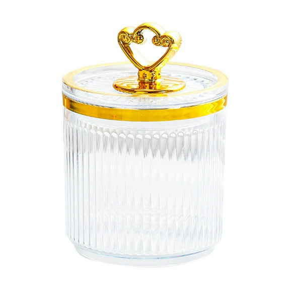 Miogawg Plastic Jar With Metal Lid For Bathroom Organization, Clear Apothecary Jar For Cotton Balls, Qtips And Small Accessories, Stylish Bathroom Storage Container