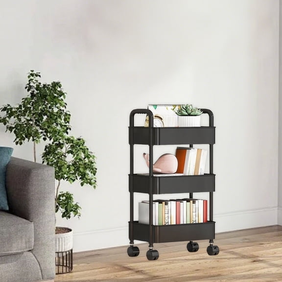 Miogawg Plastic Rolling Utility Cart, Movable Storage Organizer With Wheels, Multifunction Utility Rolling For Bathroom, Laundry, Living Room