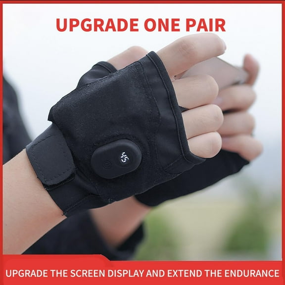 Miogawg Portable Heating Gloves With Digital Display, Smart Thermostatic Heated Fingerless Gloves, Rechargeable Heating Gloves For Women And Man