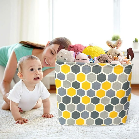 Miogawg Rectangle Storage Basket, Collapsible Waterproof Dirty Clothes Basket With Handles, Canvas Fabric Organizer Bin For Kids Toys, Books, Clothes, Pets & Gifts