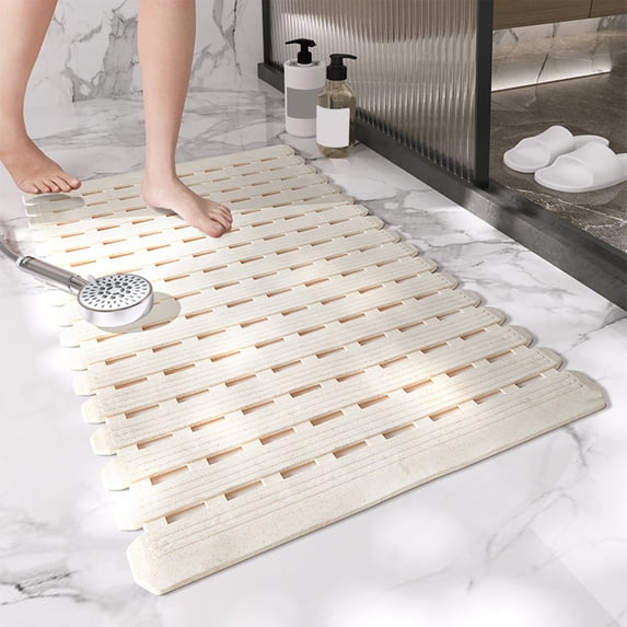 Miogawg Shower Mat, Non Slip Bath Mat With Suction Cups And Drain Holes, Bath Mat For Tub & Shower, Easy To Cut, Eco-Friendly Materials