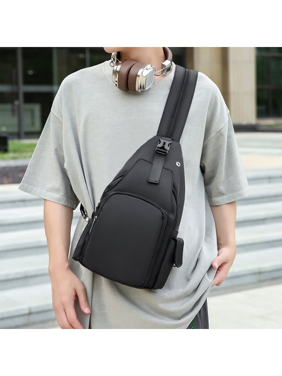 Sling Backpack Bag, Waterproof Crossbody Shoulder Bag, Travel Hiking Daypack, Chest Bag With Front Square Pocket&Usb Charging Port For Outdoors Traveling