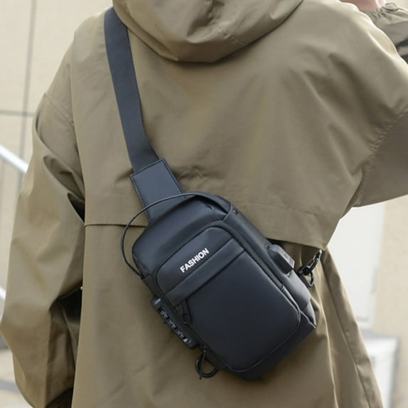 Miogawg Sling Bag, Anti-Theft Crossbody Bag With USB Charger Port, Purse Waterproof PU Leather Crossbody Shoulder Bag, Chest Bag For Hiking Cycling Running Travel