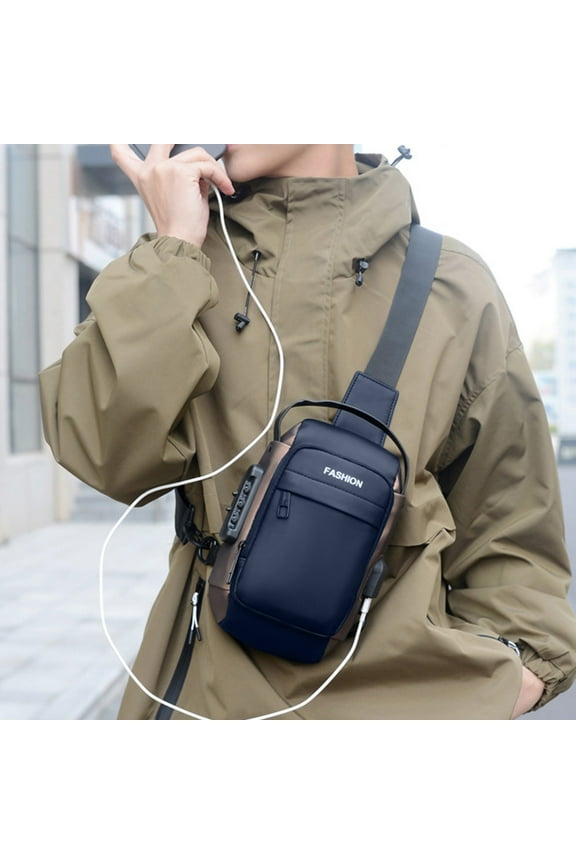 Sling Bag, Anti-Theft Crossbody Bag With USB Charger Port, Purse Waterproof PU Leather Crossbody Shoulder Bag, Chest Bag For Hiking Cycling Running Travel