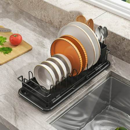 Miogawg Small Dish Drying Rack, Stainless Steel Dish Drainer For Kitchen Sink Cabinet, Stainless Steel Dish Rack, Space Saving Plate Rack Cutlery Holder