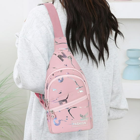 Miogawg Small Sling Bag for Women Men, Chest Bag Daypack Crossbody Bag, Trendy Casual Fanny Pack with Convertible Shoulder Strap Chest Bag for Travel Hiking