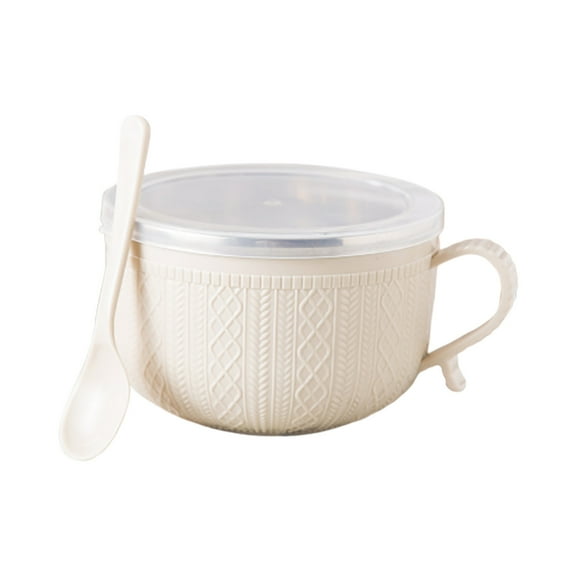 Miogawg Stainless Steel Bowl With Lid And Handle For Soup, Instant Noodles Soup Mug, Modern Simple Style, With Heat Preservation Handle. Thermal Lunch Box, Bento Box