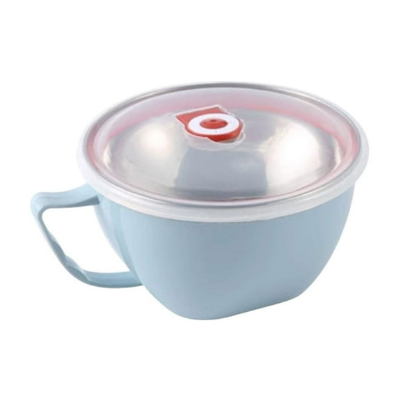 Miogawg Stainless Steel Bowl, Rice Bowl Soup Bowl With Lid For Soup And Instant Noodles Mug, Modern Simple Style, With Heat Preservation Handle