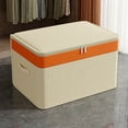 thumbnail image 1 of Miogawg Storage Bins With Zipper Lid, Cotton Linen Fabric Lidded Storage Baskets Boxe, Foldable Washable Closet Shelf Clothes Organizer Container With Pu Leather Handles, 1 of 9