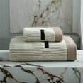 thumbnail image 1 of Miogawg Striped Cotton Towel Set, Super Soft, Quick-Dry, Highly Absorbent Bath And Hand Towels For Bathroom, Spa, Beach, And Home Decor, 1 of 6