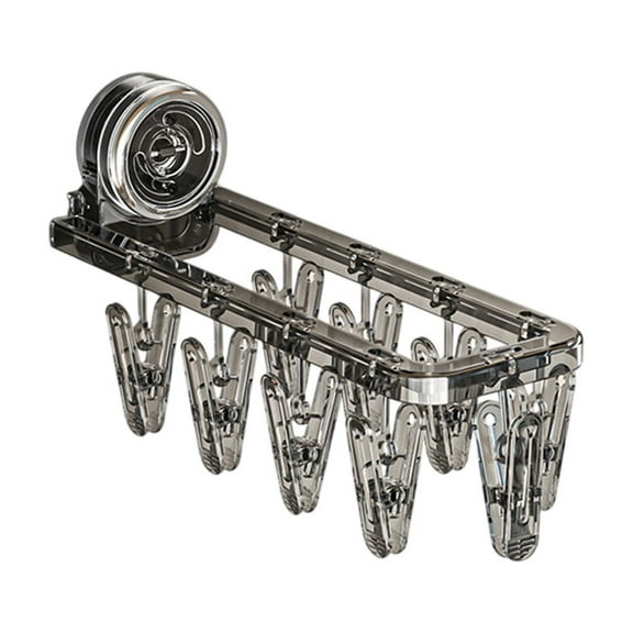 Miogawg Suction Cups Clothes Drying Rack, With 9 Clips,Collapsible Hanging Rack,Wall Drying Rack Clothing For Drying Socks Lingerie Baby Clothes Towels, Space Saving