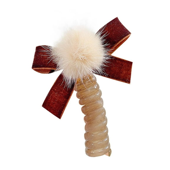 Miogawg Under $5 Plush Bow Knot Telephone Cable Hair Loop Women's High Elastic Rubber Hair Rope Girls Tie Hair Headrope Hair Accessories