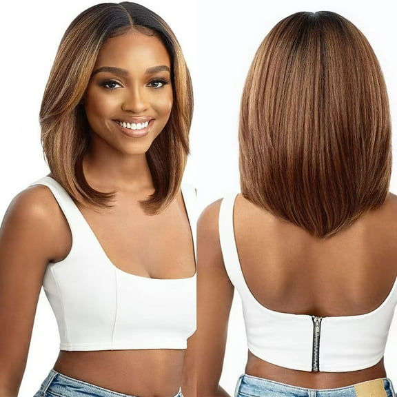 Miogawg Wigs Clearance Wigs Human Hair, 14IN Wig Ladies Short Hair Brown Head Slim Face Medium Long Curly Hair Medium Parted Bangs Full Head Set Set