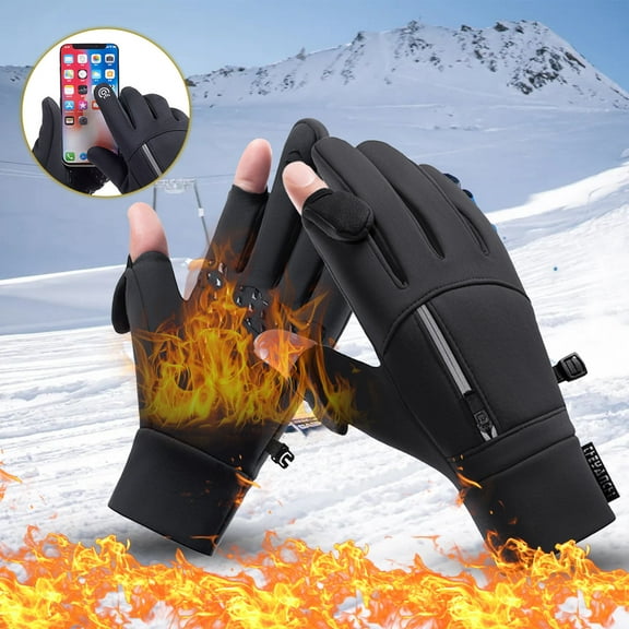 Miogawg Winter Fingerless Gloves, Exposable Touch Screen Gloves, Windproof Cold Weather Gloves, Cycling Gloves For Photography Hunting Driving Ski Running