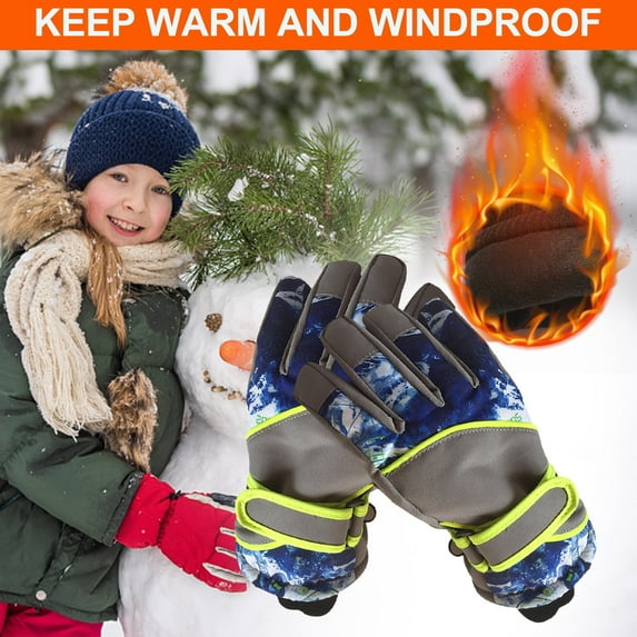 Miogawg Winter Kids Ski Gloves, Waterproof Warm Gloves, Cold Weather Touchscreen Snow Gloves For Boys Girls Skiing, Snowboarding