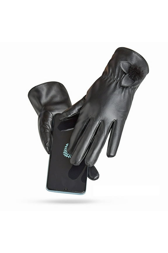 Winter Leather Gloves For Women, Touchscreen Cold Weather Gloves, Soft Warm Lining Anti-Slip Thermal Gloves For Or Cold Weather Driving