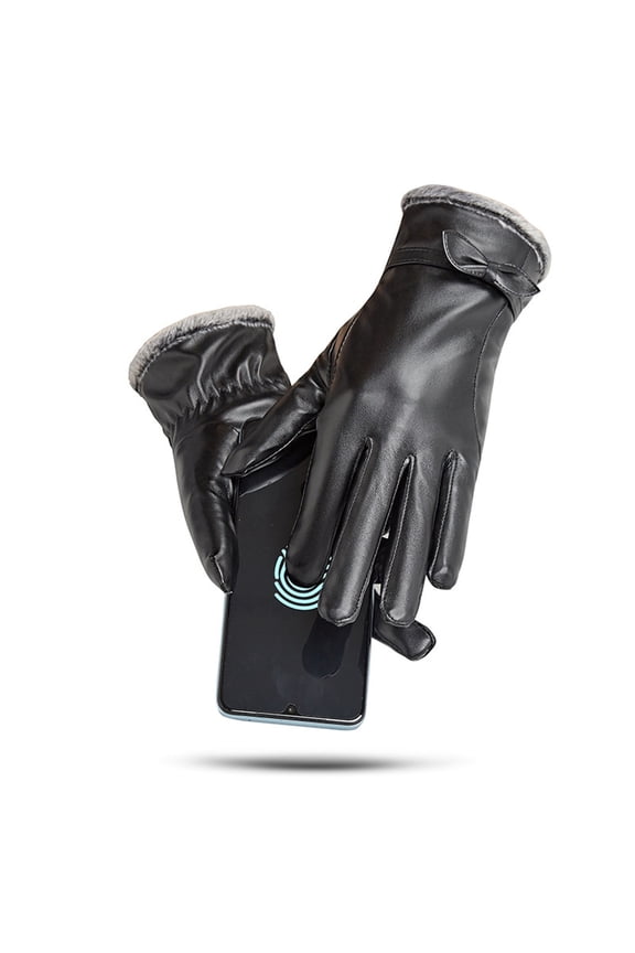 Winter Leather Gloves For Women, Wool Fleece Lined Warm Gloves, Touchscreen Thick Thermal Snow Driving Gloves