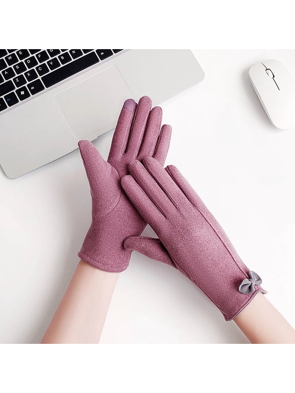 Women Winter Suede Gloves, Touch Screen Warm Fleece Lined, Thick Warm Windproof Snow Gloves For Cold Weather