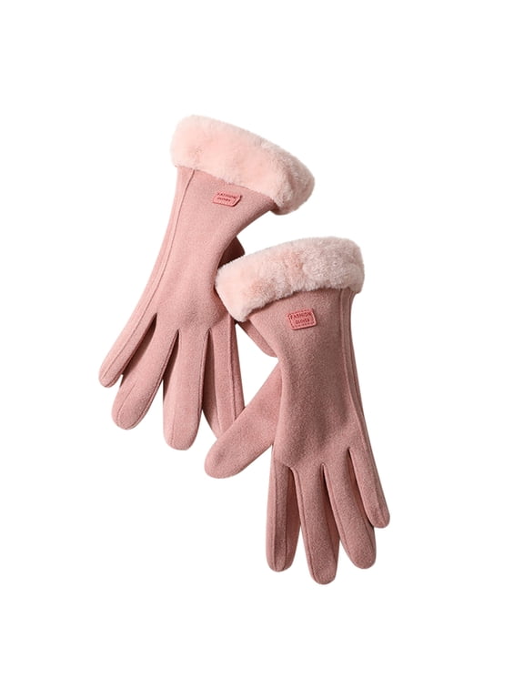 Womens Winter Gloves, Touch Screen Warm Fleece Lined, Thick Thermal Windproof Women Snow Suede Gloves For Cold Weather