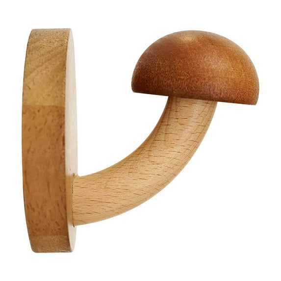 Miogawg Wood Wall Hooks, Wall Mount Mushroom-Shaped Coat Hooks, Wooden Heavy Duty Robe Hook Hat Rack For Hanging Bathroom Towels Clothes Hanger