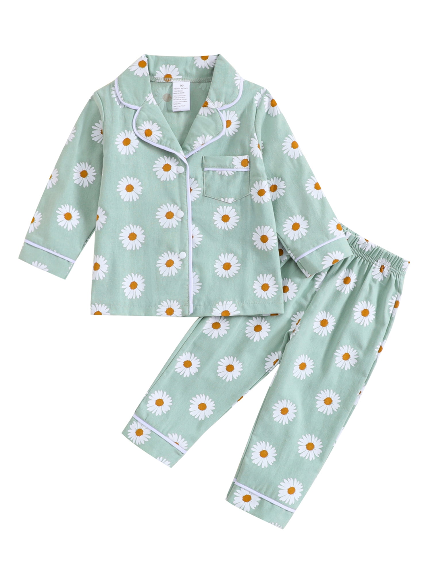 Mioliknya Toddler Girl Boy Two Piece Pajamas Set Button Down Pajama
