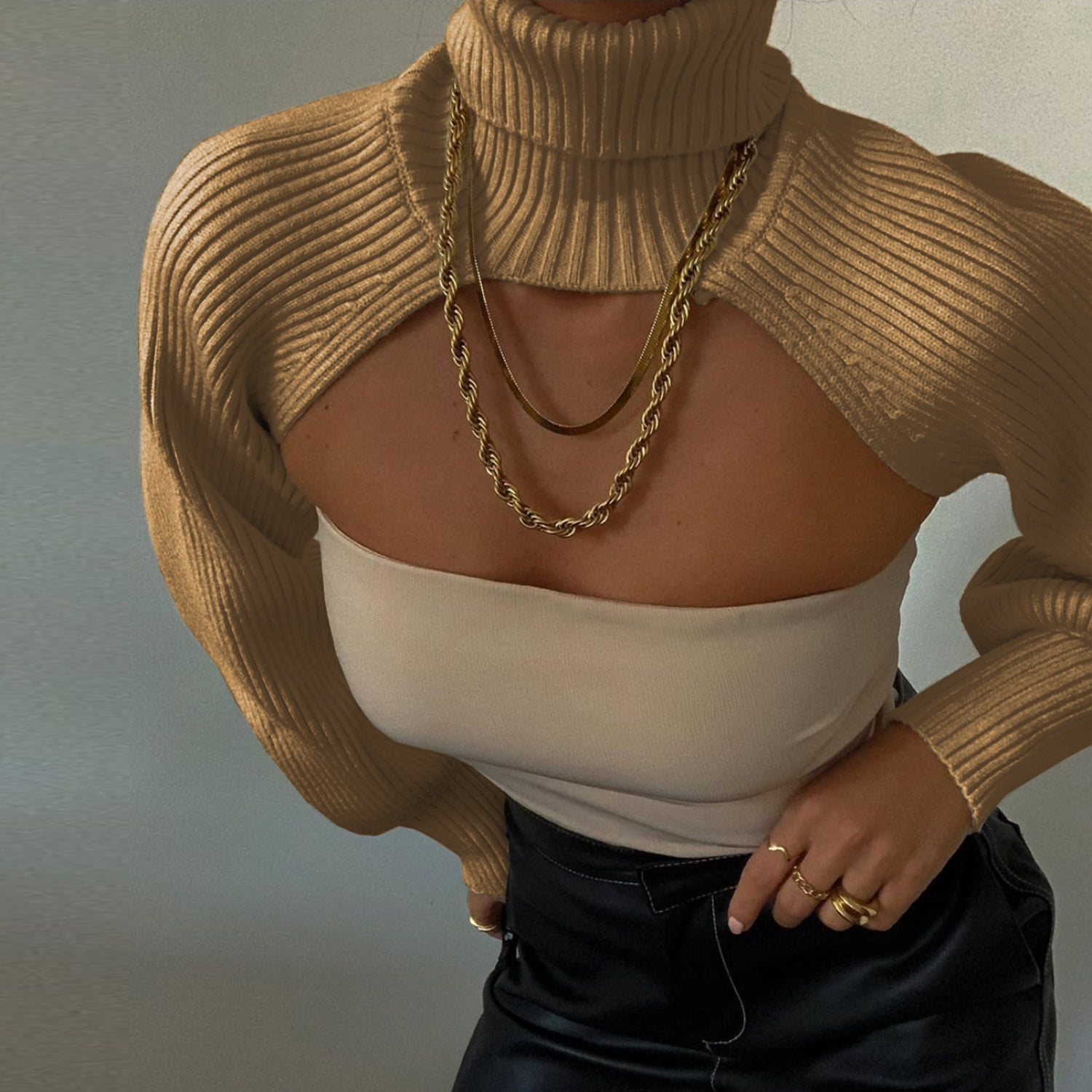 Turtleneck arm pullover sales