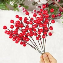 Miommo 24 Pack Artificial Red Berry Stems Christmas Picks Faux Holly Berry Sprigs for Wreath Garland Crafts Holiday Tree Ornaments