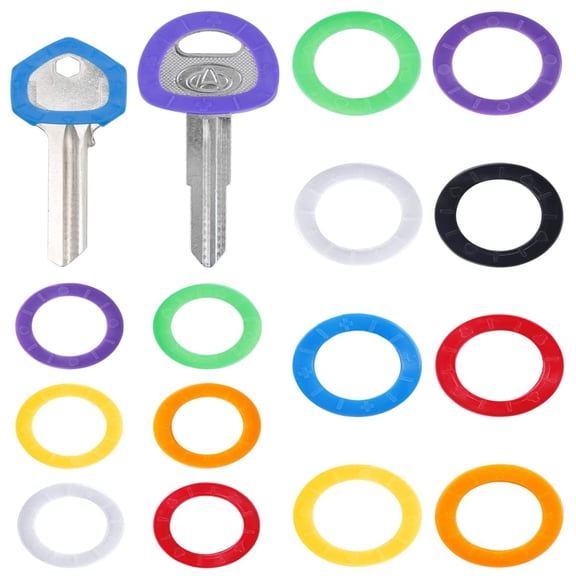 Miommo 24-Pack Soft Key Caps Covers in 8 Colors, Flexible Key Identifier Caps for Standard Round Flat House Keys and Larger Square Keys, Noise Reduction, Easy to Use and Organize