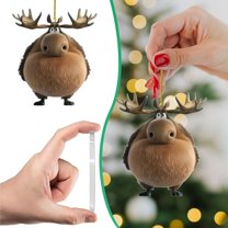 Miommo 2D Christmas Moose Pendant, Cute Acrylic Car Rearview Mirror Hanging Ornament, Flat Animal Decor for Holiday Tree, Home, Party, Funny Xmas Decoration