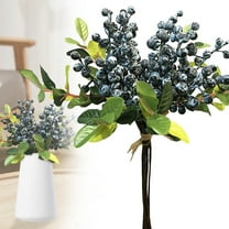 Miommo 6Pcs Faux Blueberry Stems, 10 Inch Realistic Berry Picks with Leaves, Lifelike Branches for Vase Filler, Farmhouse Home Decor & Wedding Centerpieces