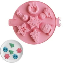 Miommo 7-Cavity Christmas Silicone Mold, Pink Snowman Tree Shapes for Holiday Baking, Cake, Chocolate, Soap & Candle Making, Non-Stick