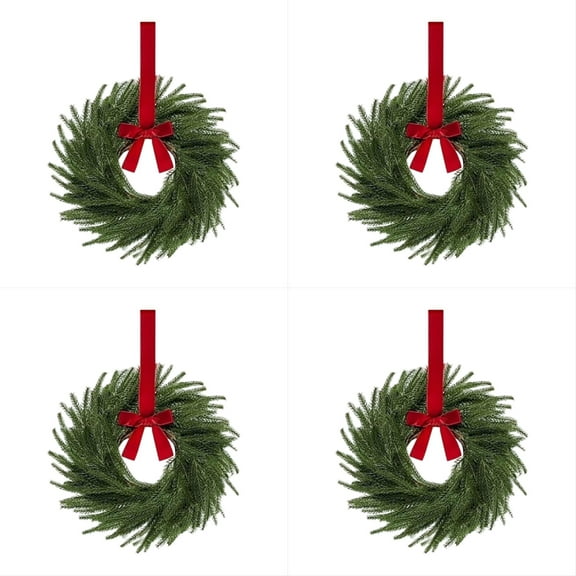 Miommo 7cm Christmas Wreath Door Hanger, Set of 4 Indoor Decor Wreaths for Front Door Year-Round Festive Appeal with Easy Loop Hanger for Holiday Seasonal Decorations