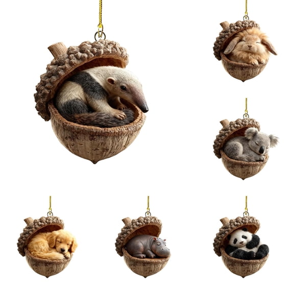 Miommo 8 Pack Cute Animal Christmas Ornaments, 2D Acrylic Hanging Tree Decorations, Rustic Cozy Holiday Decor, Nature Themed Gifts for Animal Lovers