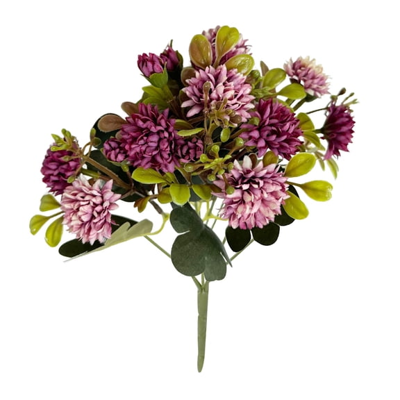 Miommo Artificial Chrysanthemum Bouquet, Blue Faux Spray Ball Mum Floral Arrangement for Fall Home Decor, Realistic Plastic Flowers for Centerpieces and Decoration